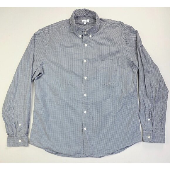 Steven Alan Size Large Mens Blue Whte Check Mens Button Down Shirt USA Made - Picture 5 of 10